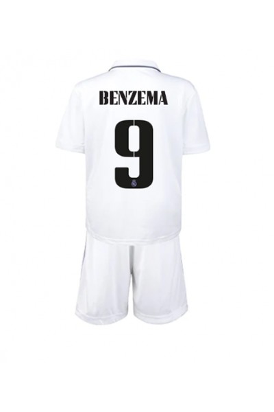Fotbalové Dres Real Madrid Karim Benzema #9 Dětské Domácí Oblečení 2022-23 Krátký Rukáv (+ trenýrky)